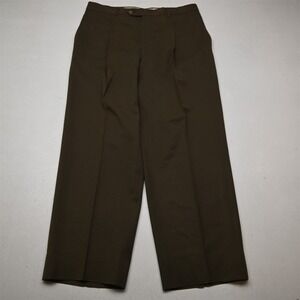 Vtg Y2K 2000s 32x29 Olive Green Brown 100% Wool Pleated Baggy High Waist Pants